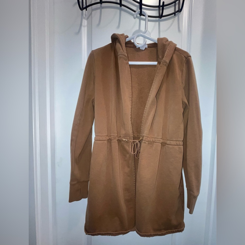Beyond Yoga "On The Go" Open Front Hooded Cardigan Jacket - Picture 2 of 5